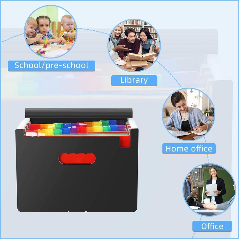 TCJ 24 Pockets Expanding File Folder,Accordion File Organizer,Document Organizer Letter Size,Expandable Filing Box,Special Designed for Portable Use,Accordian Folders,Plastic (Rainbow) - Image 3